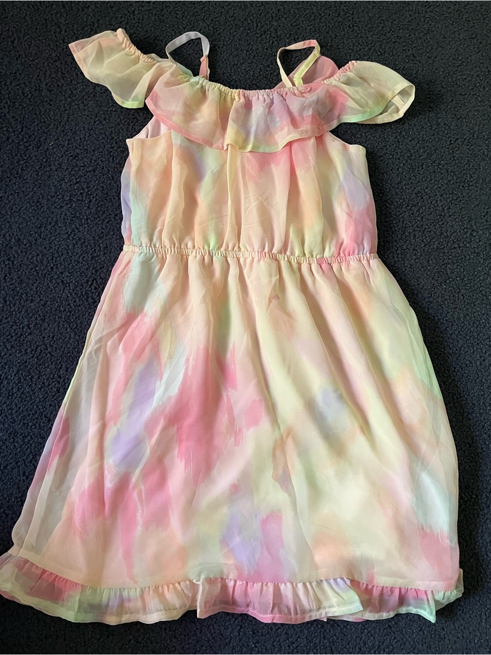The Children's Place Pastel Watercolor Ruffle Sundress in Pink, Green, Yellow - Picture 4 of 5